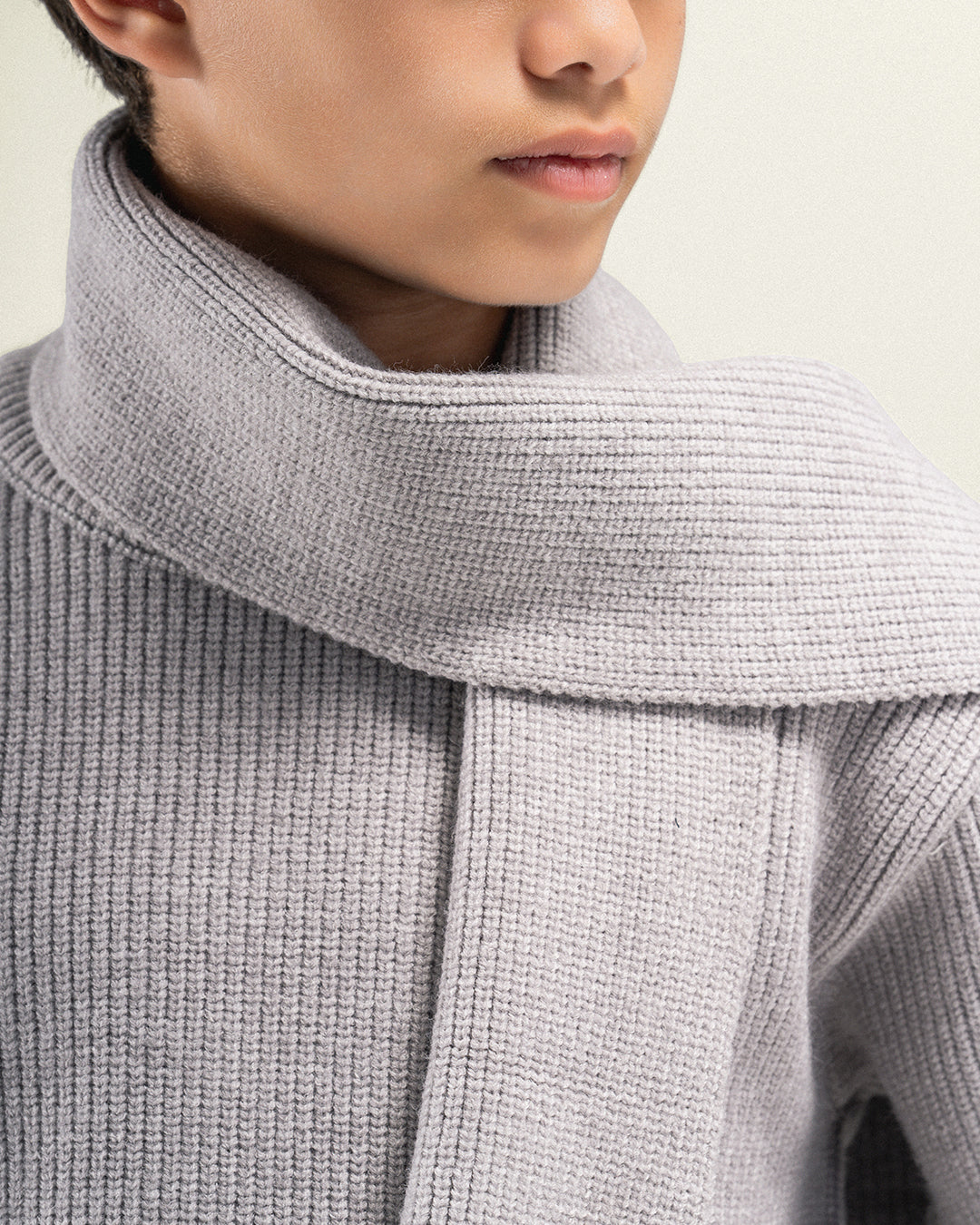 Cozy Grey Sweater & Scarf Set